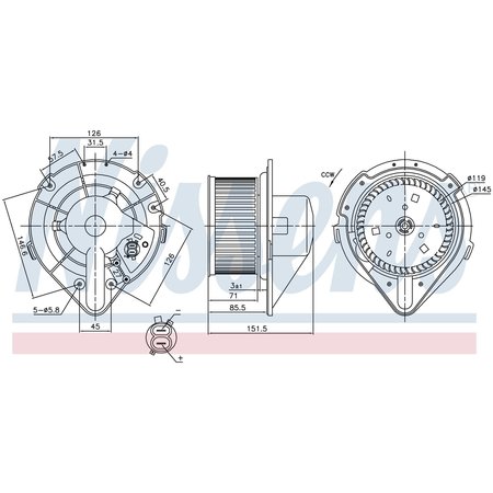 NISSEN Blower Motor, 87066 87066